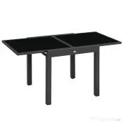 Outsunny Masă de Grădină Extensibilă cu Blat din Sticlă 80-160x80x75 cm Negru | Aosom Romania 