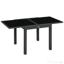 Outsunny Masă de Grădină Extensibilă cu Blat din Sticlă 80-160x80x75 cm Negru | Aosom Romania