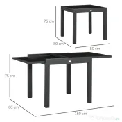 Outsunny Masă de Grădină Extensibilă cu Blat din Sticlă 80-160x80x75 cm Negru | Aosom Romania 