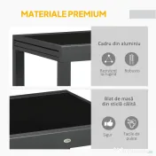 Outsunny Masă de Grădină Extensibilă cu Blat din Sticlă 80-160x80x75 cm Negru | Aosom Romania 