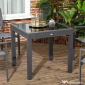 Outsunny Masă de Grădină Extensibilă cu Blat din Sticlă 80-160x80x75 cm Negru | Aosom Romania 