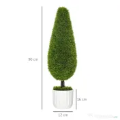 Set 2 Plante Artificiale cu Ghiveci de Ø12x16 cm, Muschi si Ciment, Plante Artificiale de 90cm din PE si Plastic, Verde-Alb HOMCOM | Aosom Romania