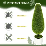 Set 2 Plante Artificiale cu Ghiveci de Ø12x16 cm, Muschi si Ciment, Plante Artificiale de 90cm din PE si Plastic, Verde-Alb HOMCOM | Aosom Romania