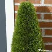 Set 2 Plante Artificiale cu Ghiveci de Ø12x16 cm, Muschi si Ciment, Plante Artificiale de 90cm din PE si Plastic, Verde-Alb HOMCOM | Aosom Romania