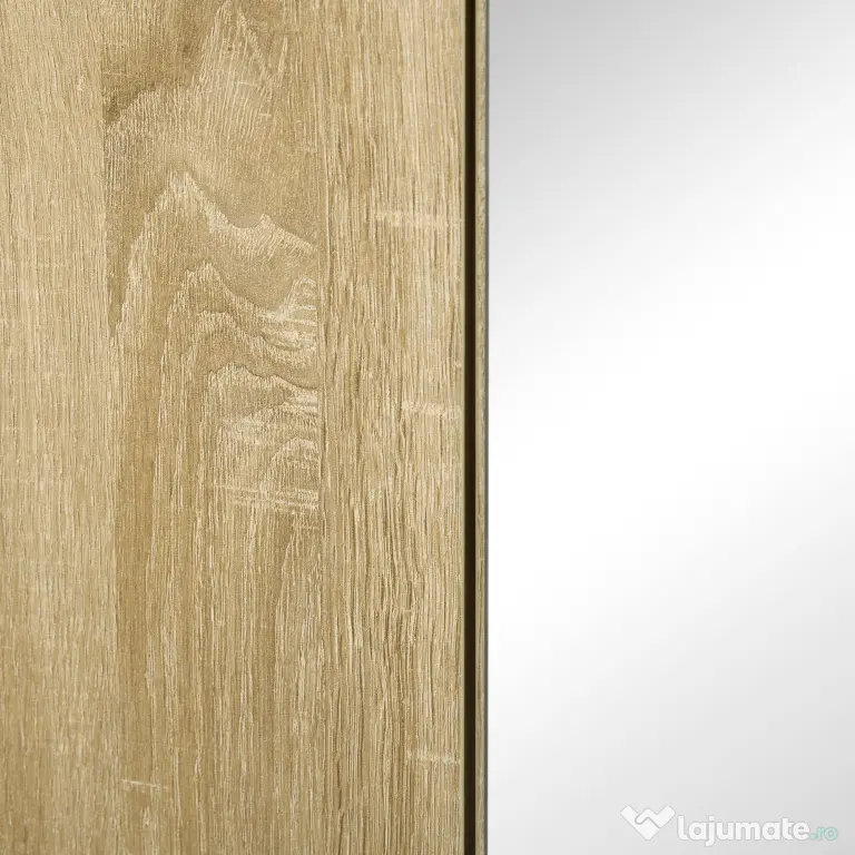 Kleankin Dulap Oglindă Baie Montaj Perete Uși Duble Rafturi Natural | Aosom Romania