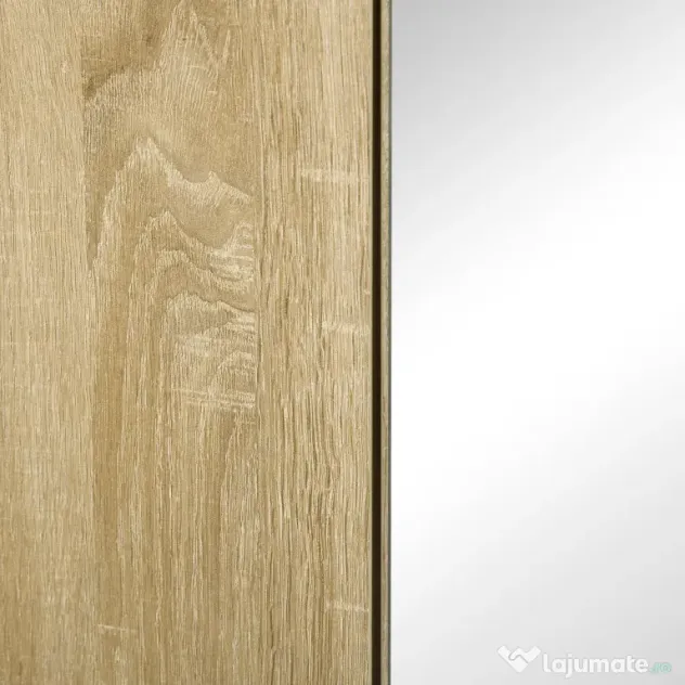 Kleankin Dulap Oglindă Baie Montaj Perete Uși Duble Rafturi Natural | Aosom Romania