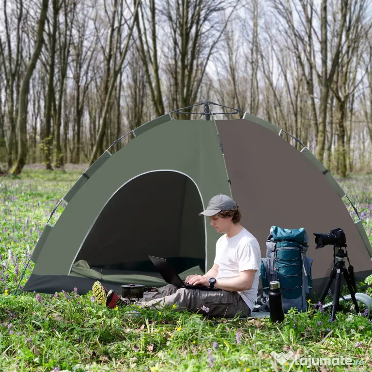 Outsunny Cort Pop-Up Camping 4 Persoane Geantă Transport 210x210x135cm | Aosom Romania