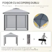 Outsunny Foișor Pliabil cu Plasă de Țânțari, Baldachin Dublu, Înălțime Reglabilă și Geantă, 330x330x288 cm, Bej | Aosom Romania 