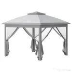 Outsunny Foișor Pliabil cu Plasă de Țânțari, Baldachin Dublu, Înălțime Reglabilă și Geantă, 330x330x288 cm, Bej