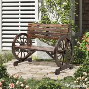 Outsunny Banca Country Fonta 127×60×85 cm – 2‑locuri cu Cotiere Rotative Neagra | Aosom Romania 