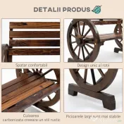 Outsunny Banca Country Fonta 127×60×85 cm – 2‑locuri cu Cotiere Rotative Neagra | Aosom Romania 