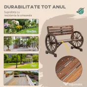 Outsunny Banca Country Fonta 127×60×85 cm – 2‑locuri cu Cotiere Rotative Neagra | Aosom Romania 