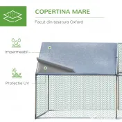 PawHut Coteț pentru Găini de Exterior din Metal Galvanizat cu Acoperiș din Material Impermeabil, 6x3x2 m, Argintiu | Aosom Romania 