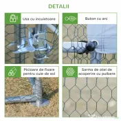 PawHut Coteț pentru Găini de Exterior din Metal Galvanizat cu Acoperiș din Material Impermeabil, 6x3x2 m, Argintiu | Aosom Romania 