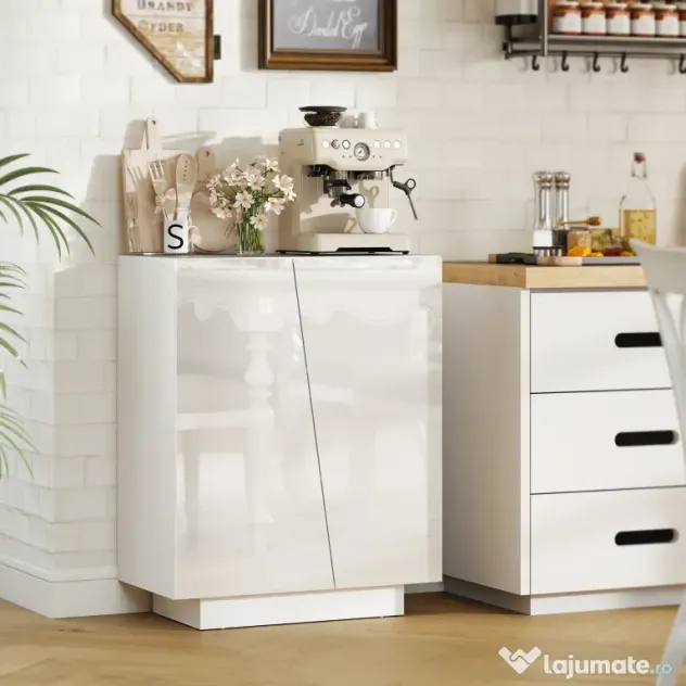 HOMCOM Dulap Multifuncțional cu 3 Nivele, Design Modern din PA Alb, Poliță Reglabilă, Bază Înălțată, 70x40x88 cm | Aosom Romania