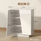 HOMCOM Dulap Multifuncțional cu 3 Nivele, Design Modern din PA Alb, Poliță Reglabilă, Bază Înălțată, 70x40x88 cm | Aosom Romania 