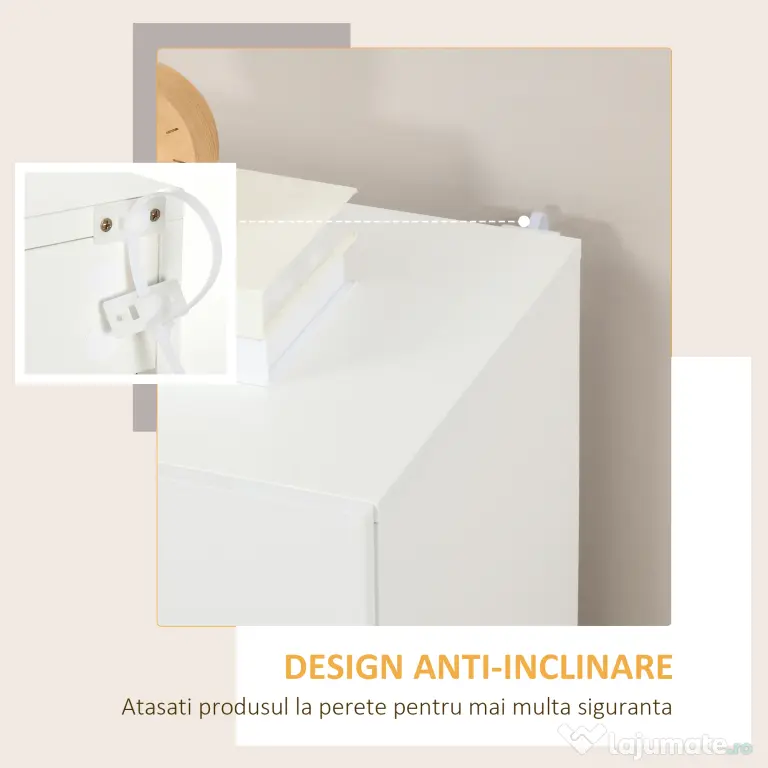 HOMCOM Dulap Multifuncțional cu 3 Nivele, Design Modern din PA Alb, Poliță Reglabilă, Bază Înălțată, 70x40x88 cm | Aosom Romania