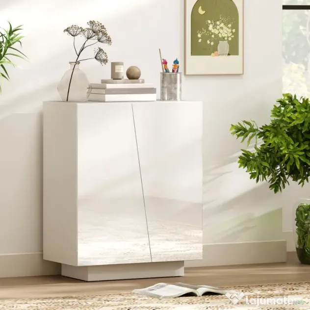 HOMCOM Dulap Multifuncțional cu 3 Nivele, Design Modern din PA Alb, Poliță Reglabilă, Bază Înălțată, 70x40x88 cm | Aosom Romania