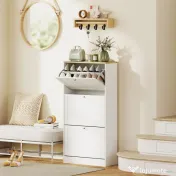 HOMCOM Dulap Îngust pentru Pantofi cu 3 Sertare și Rafturi Reglabile pe 2 Niveluri, 60x23,5x115 cm, Negru | Aosom Romania 