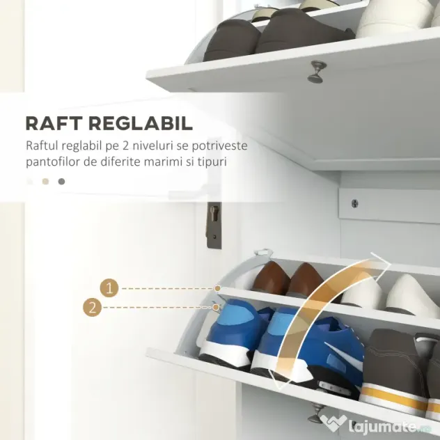 HOMCOM Dulap Îngust pentru Pantofi cu 3 Sertare și Rafturi Reglabile pe 2 Niveluri, 60x23,5x115 cm, Negru | Aosom Romania