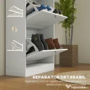 HOMCOM Dulap Îngust pentru Pantofi cu 3 Sertare și Rafturi Reglabile pe 2 Niveluri, 60x23,5x115 cm, Negru | Aosom Romania 