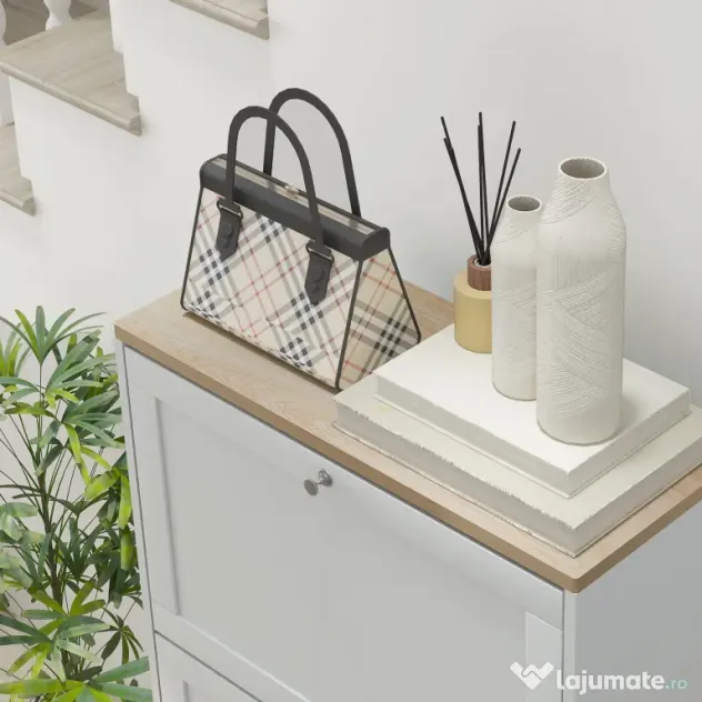 HOMCOM Dulap Îngust pentru Pantofi cu 3 Sertare și Rafturi Reglabile pe 2 Niveluri, 60x23,5x115 cm, Negru | Aosom Romania