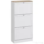 HOMCOM Dulap pentru încălțăminte cu 3 sertare și rafturi reglabile pe 2 niveluri, din lemn, 60x23.5x115 cm, alb