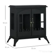 HOMCOM Șemineu pe Bioetanol din Oțel Inoxidabil cu Arzător de 0,9L pentru 3 Ore de Funcționare, 55x31x55cm, Negru 