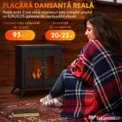 HOMCOM Șemineu pe Bioetanol din Oțel Inoxidabil cu Arzător de 0,9L pentru 3 Ore de Funcționare, 55x31x55cm, Negru 