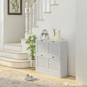 Dulap Ingust pentru Pantofi, Dulap Ingust pentru Depozitarea Pantofilor cu 2 Usi Rabatabile 81,5x25x83cm HOMCOM | Aosom Romania 