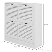 Dulap Ingust pentru Pantofi, Dulap Ingust pentru Depozitarea Pantofilor cu 2 Usi Rabatabile 81,5x25x83cm HOMCOM | Aosom Romania 