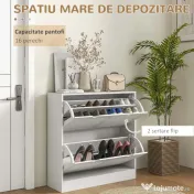 Dulap Ingust pentru Pantofi, Dulap Ingust pentru Depozitarea Pantofilor cu 2 Usi Rabatabile 81,5x25x83cm HOMCOM | Aosom Romania 