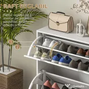 Dulap Ingust pentru Pantofi, Dulap Ingust pentru Depozitarea Pantofilor cu 2 Usi Rabatabile 81,5x25x83cm HOMCOM | Aosom Romania 