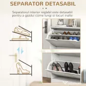 Dulap Ingust pentru Pantofi, Dulap Ingust pentru Depozitarea Pantofilor cu 2 Usi Rabatabile 81,5x25x83cm HOMCOM | Aosom Romania 
