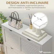 Dulap Ingust pentru Pantofi, Dulap Ingust pentru Depozitarea Pantofilor cu 2 Usi Rabatabile 81,5x25x83cm HOMCOM | Aosom Romania 