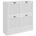 HOMCOM Dulap pentru încălțăminte compact din lemn, pentru 16 perechi de pantofi, cu 2 uși rabatabile, 81.5x25x83cm, alb