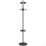 HOMCOM Cuier de Podea cu Suport pentru Umbrele și 8 Cârlige Metalice Ø34 x 177cm, Negru