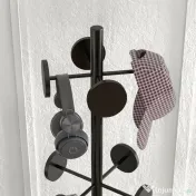 HOMCOM Suport pentru Haine și Umbrele, Cuier Independent cu 8 Carlige Rotunde pentru Haine, Pălării și Poșete, Φ34x177 cm, Negru | Aosom Romania 