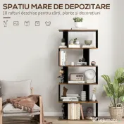 Homcom Biblioteca Moderna – 10 Rafturi Deschise, 5 Nivele