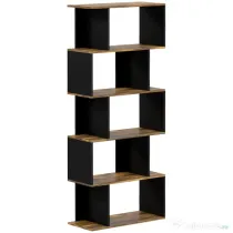 HOMCOM Biblioteca Moderna cu 5 Nivele, 10 Rafturi de Depozitare Deschise pentru Camera de Zi, Biroul de Studiu de Acasa, Maro Rustic | Aosom Romania