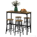 Homcom Set Dining 5 piese: Masa 60×30 cm + 4 Scaune cu Suport Picioare