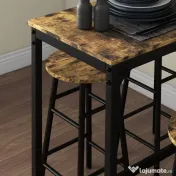 HOMCOM Set Masă și Scaune din MDF și Oțel cu 4 Scaune cu Suport pentru Picioare și Masă Dreptunghiulară, 105x40x90 cm, Maro | Aosom Romania 