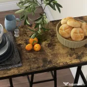HOMCOM Set Masă și Scaune din MDF și Oțel cu 4 Scaune cu Suport pentru Picioare și Masă Dreptunghiulară, 105x40x90 cm, Maro | Aosom Romania 
