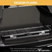 HOMCOM Rampă pliabilă pentru scaun cu rotile din aluminiu cu deflectoare și autocolante, 122x73,6x5,1 cm, neagră