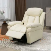 HOMCOM - Fotoliu Rabatabil cu Ridicare Electrica, Fotoliu Relax cu Capitonaj Gros si Telecomanda, 96x93x105 cm, Crem | Aosom Romania