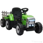 HOMCOM Tractor electric pentru copii de 3-6 ani, cu remorcă detașabilă, baterie de 12 V și telecomandă, verde