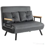 HOMCOM Canapea extensibilă 3 în 1 din material cu efect de catifea cu spătar reglabil și 2 perne, 102x73x81 cm, gri închis