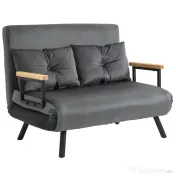 HOMCOM Canapea extensibilă 3 în 1 din material cu efect de catifea cu spătar reglabil și 2 perne, 102x73x81 cm, gri închis 