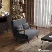 HOMCOM Canapea extensibilă 3 în 1 din material cu efect de catifea cu spătar reglabil și 2 perne, 102x73x81 cm, gri închis 