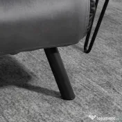 HOMCOM Canapea extensibilă 3 în 1 din material cu efect de catifea cu spătar reglabil și 2 perne, 102x73x81 cm, gri închis 